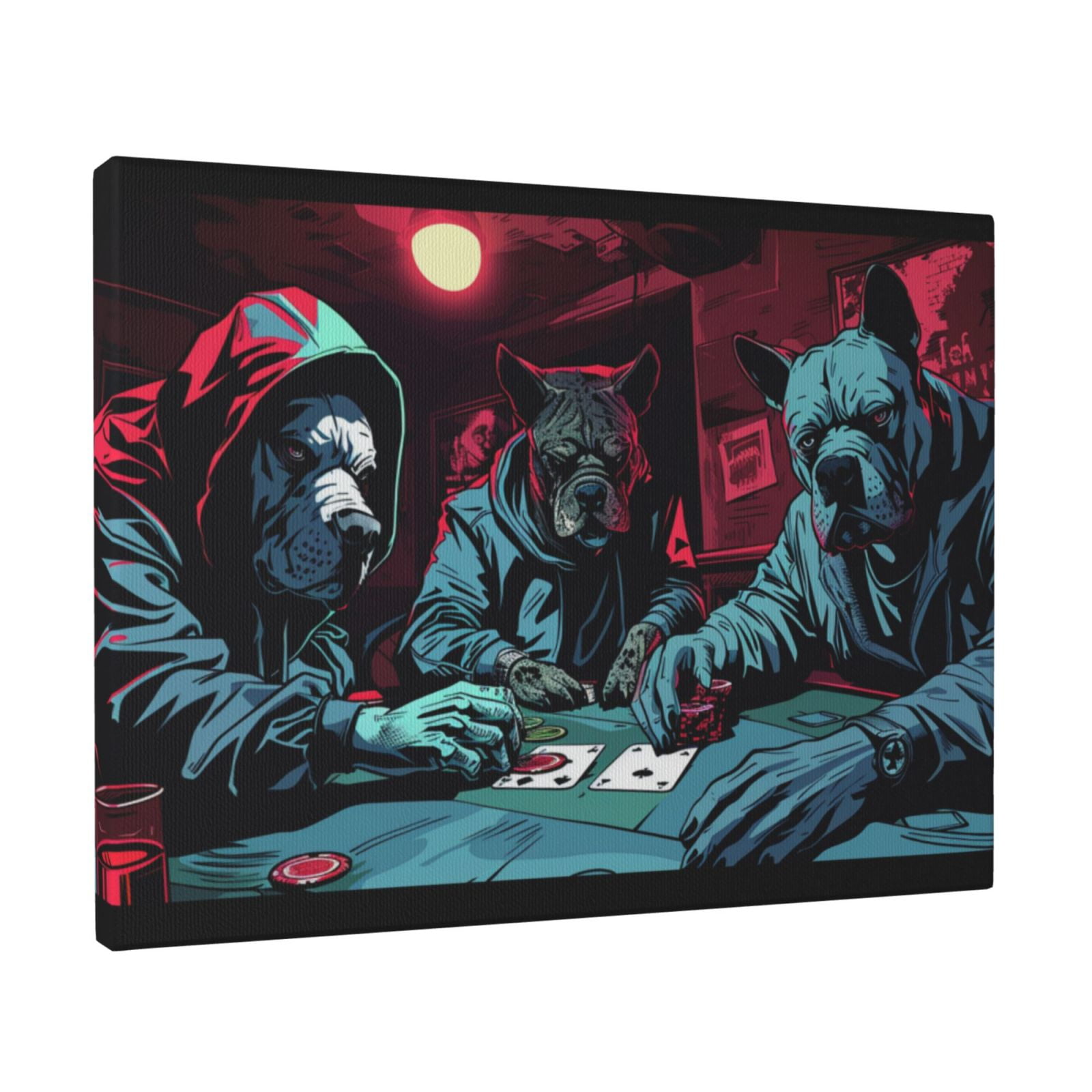 12x16 inch Canvas Frameless Painting Poker Playing Dogs,Man Cave,Tavern,Poker Room Decor Wall Art Posters & Prints,Funny Poker Playing Dogs Modern Art Paintings Canvas,Gifts For Poker Lovers