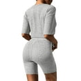 thumbnail image 5 of Ekouaer Pajamas Set 2 Piece Lounge Sets Ribbed Knit Matching Outfits T-shirt Biker Shorts Sleepwear Loungewear Sweatsuits, 5 of 6