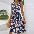 thumbnail image 4 of Dresses For Women 2025 Elegant Classy, Floral Casual V Neck Sleeveless Tunic Tank Dress Cocktail Wedding Guest Beach Vacation Sundress Long Dresses Red Athletic Dresses Casual (L, Dark Blue) ZMTing, 4 of 5