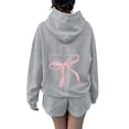 thumbnail image 5 of Christian Hoodies for Women Pink Cross Bow Print Sweatshirt Oversized Long Sleeve Faith Graphic Hooded Pullover Top, 5 of 7
