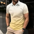 thumbnail image 3 of IYTR Short Sleeve Shirts for Men Mens T Shirts Leisure Loose Gradient Color Classic Tshirt Business Casual Lapel Button Fashion Blouses(Khaki,L), 3 of 6