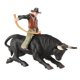 thumbnail image 4 of Modelo de granja de simulación, figura de montar ganado en miniatura, vaquero pintado a mano con ataque de vaca negra, 4 of 9