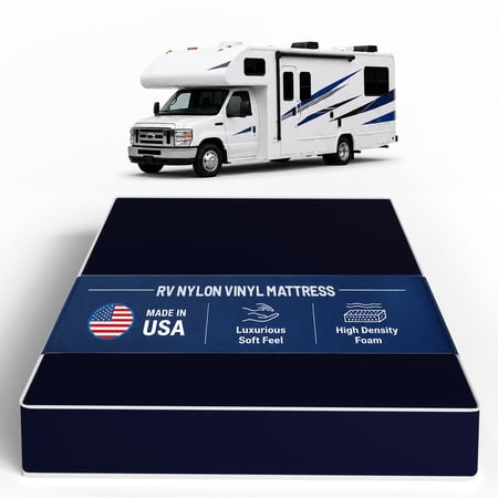Continental Sleep, 8-Inch High Density Foam RV Mattress Replacement with Nylon Vinyl Cover, Waterproof, Medium Firm, Travel Camper Trailer Truck and Bunk, Pressure-Relief Support, 32" x 29"