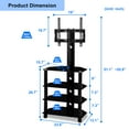 thumbnail image 2 of Floor TV Stand, 4 Tiers Adjustable TV Bracket, Tempered Glass & Metal Frame TV Stand, Black, 2 of 6