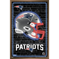NFL New England Patriots - Neon Helmet 23 Wall Poster, 14.72" x 22.37" Framed