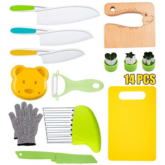 Kids Kitchen Knife, Plastic Kids Knife Set Serrated Edges Toddler Knife