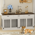 thumbnail image 6 of 70.86'' 2-Door Large Dog Crate with Removable Divider and 3 Storage Drawers – Ideal for Two Pets,White, 6 of 10