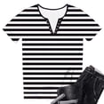 thumbnail image 4 of DAFPZW Womens Striped Summer Tops V-Neck Button Dressy Casual T-Shirts Cute Blouses Country Music Trendy Clothes, 4 of 6