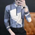 thumbnail image 4 of Camisas para hombre Camisas para hombre con estampado geométrico colorido con estampado estético Marca barata Algodón Moda 2024 I Things Stylish Hot, 4 of 5
