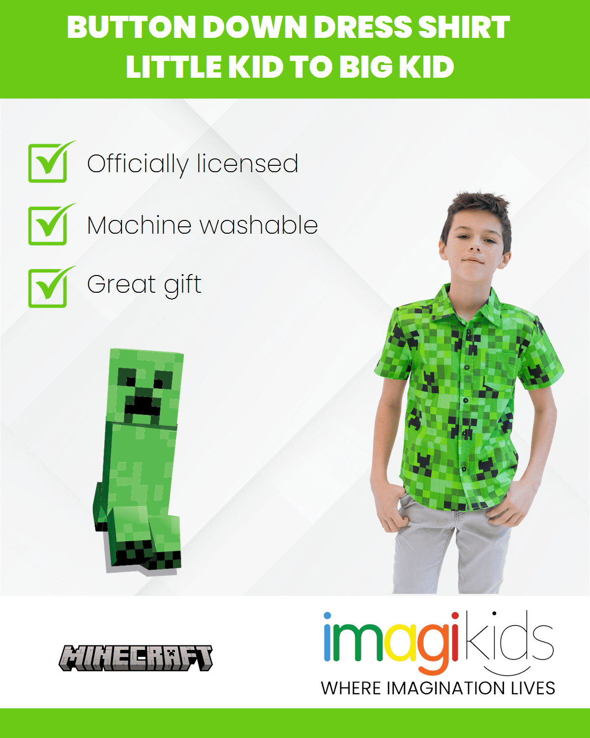 minecraft dress shirt Amazon.com: Minecraft Creeper Little Boys Short Sleeve Button Down Dress  Shirt Green 4: Clothing, Shoes & Jewelry