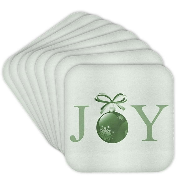 3drose, Green Joy Christmas Ornament- Holiday Inspirations, Set of 8 Coasters - Soft