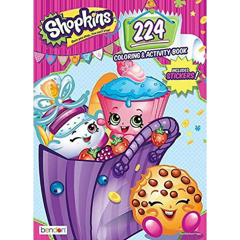 Lot of 6 - 224 Page Childrens Coloring Books Disney Shopkins