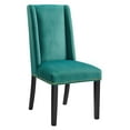 thumbnail image 3 of Modway Baron Performance Velvet Dining Chairs - Set of 2 in Teal, 3 of 9