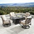 thumbnail image 2 of Outdoor Living and Style 5-Piece Brown and Black Fire Table with Deep Seating Swivel Rocking Chairs, 2 of 5