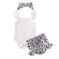 thumbnail image 1 of Conjunto de ropa de verano para niña bebé, Pelele de algodón tejido con volantes a la moda para recién nacido, pantalones cortos, diadema con lazo, 3 uds., trajes para niños pequeños Tan Jianjun unisex, 1 of 2