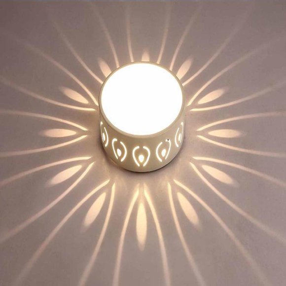 Feltree Modern Round Crystal Ceiling Light with Warm Yellow LED for Bedroom, Hallway, Porch
