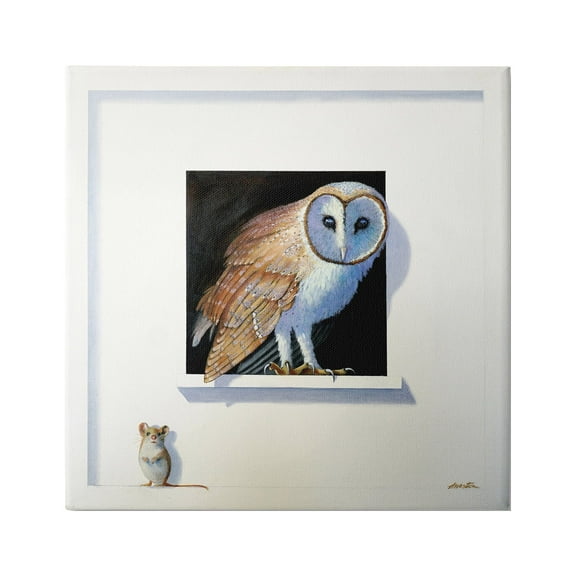 Stupell Industries Barn Owl Peeking Little Hiding Mouse Painting Painting Gallery Wrapped Canvas Print Wall Art, Design by Alan Weston