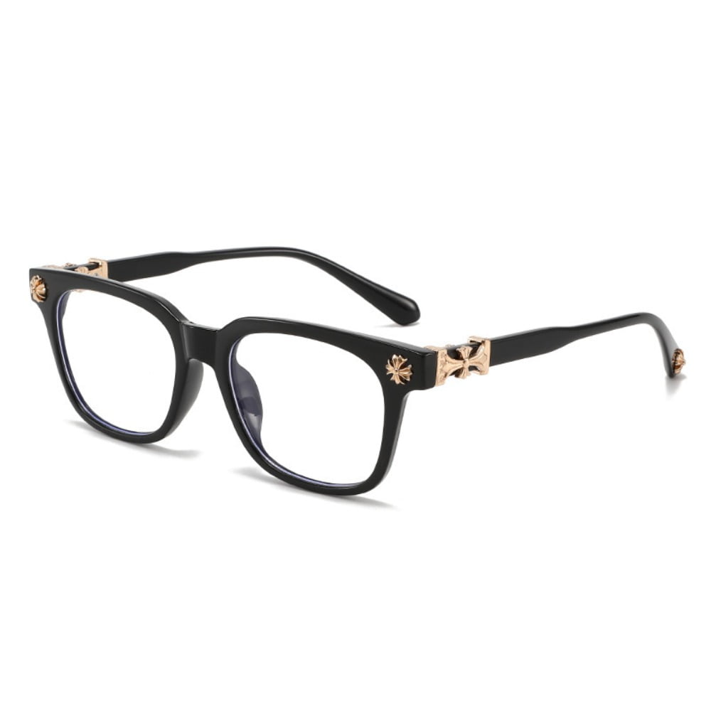 HHX Anti-Blue Light Glasses, 0 Degree Non-Prescription, Unisex Fashion Square Frame, Face Slimming Retro Eyeglasses for Computer Screen