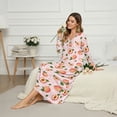 thumbnail image 3 of Tutolipy Peach Printed Women's Long Sleeve Nightgown V Neck Sleepwear Full Length Loungewear Comfy Pajama Dress for Home, 2XL, 3 of 7