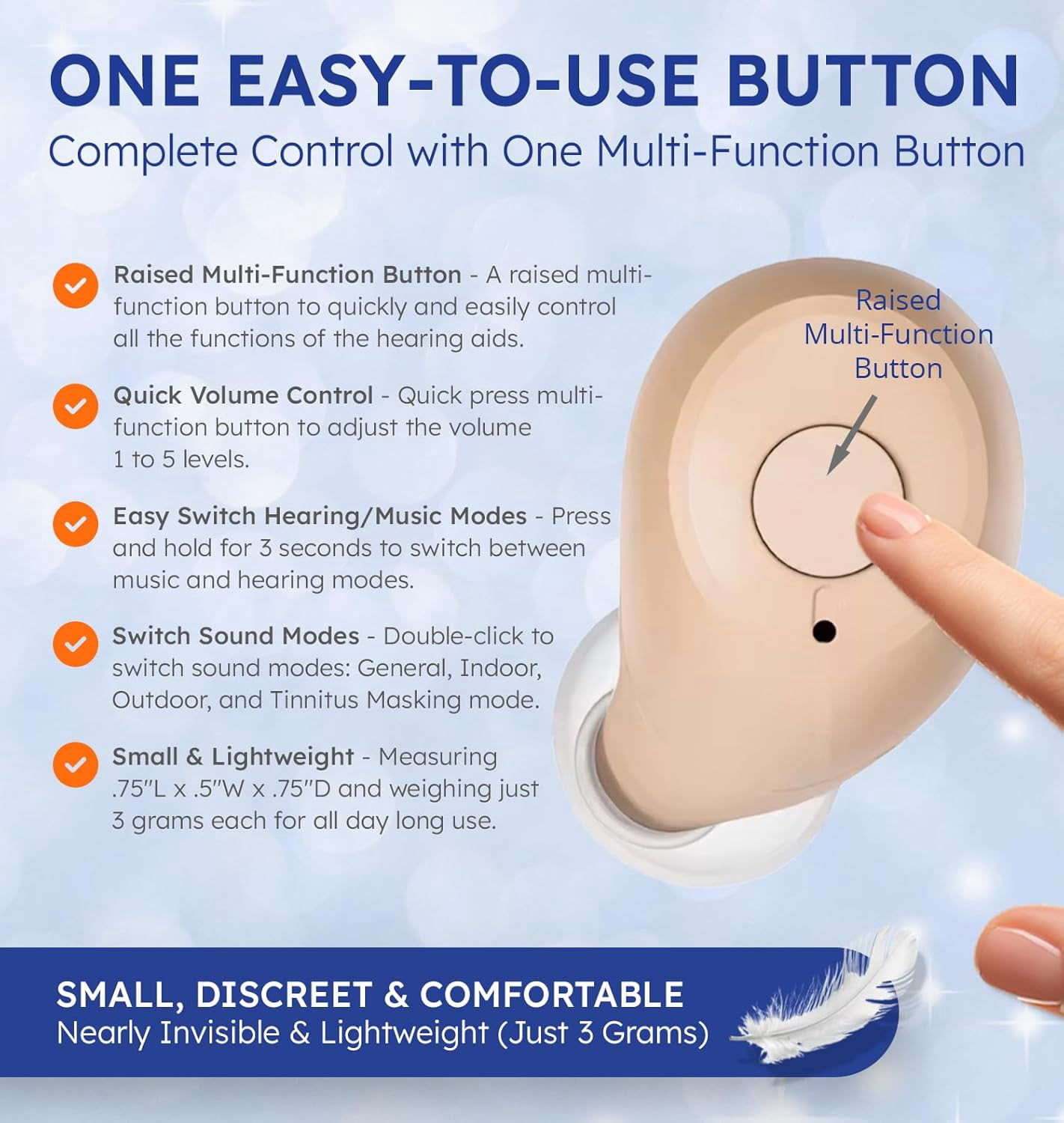 SUWU Rechargeable Hearing Aids, Bluetooth Enabled, Noise Cancelling with App Control, 4 Sound Modes including Tinnitus Masking, Beige