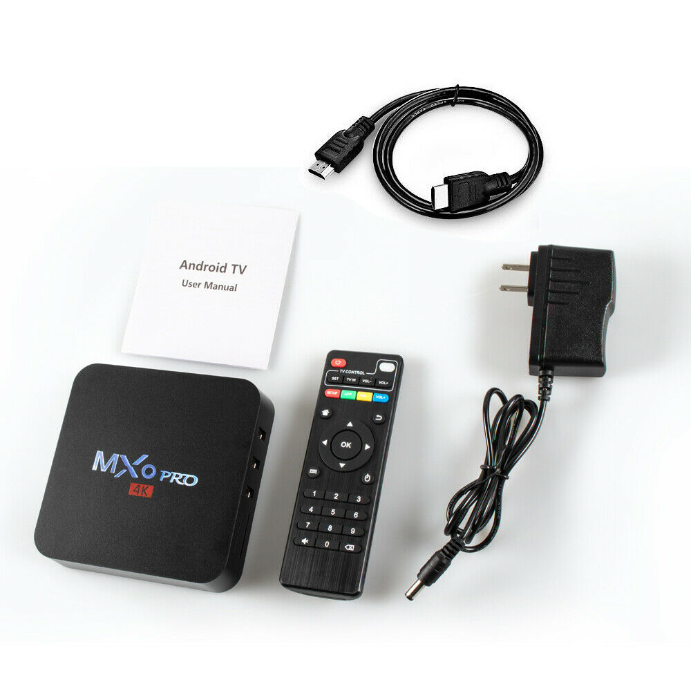 GoldCherry MXQ Pro Set Top Box with IR Remote Control Power Cord HDMI Cable User Manual Supports 4K Ultra HD Count