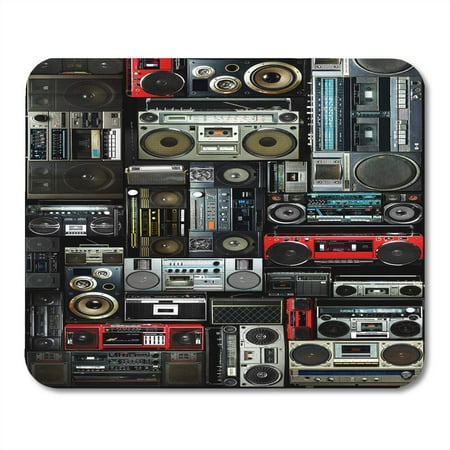KDAGR Silver Hop Vintage Wall Full of Radio Boombox The 80S Hip Music Retro Mousepad Mouse Pad Mouse Mat 9x10
