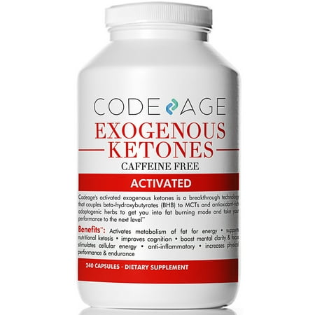 Codeage Exogenous Ketones Caffeine Free Capsules - 240 Count - Keto Diet Supplement with BHB Salts as Exogenous Ketones and