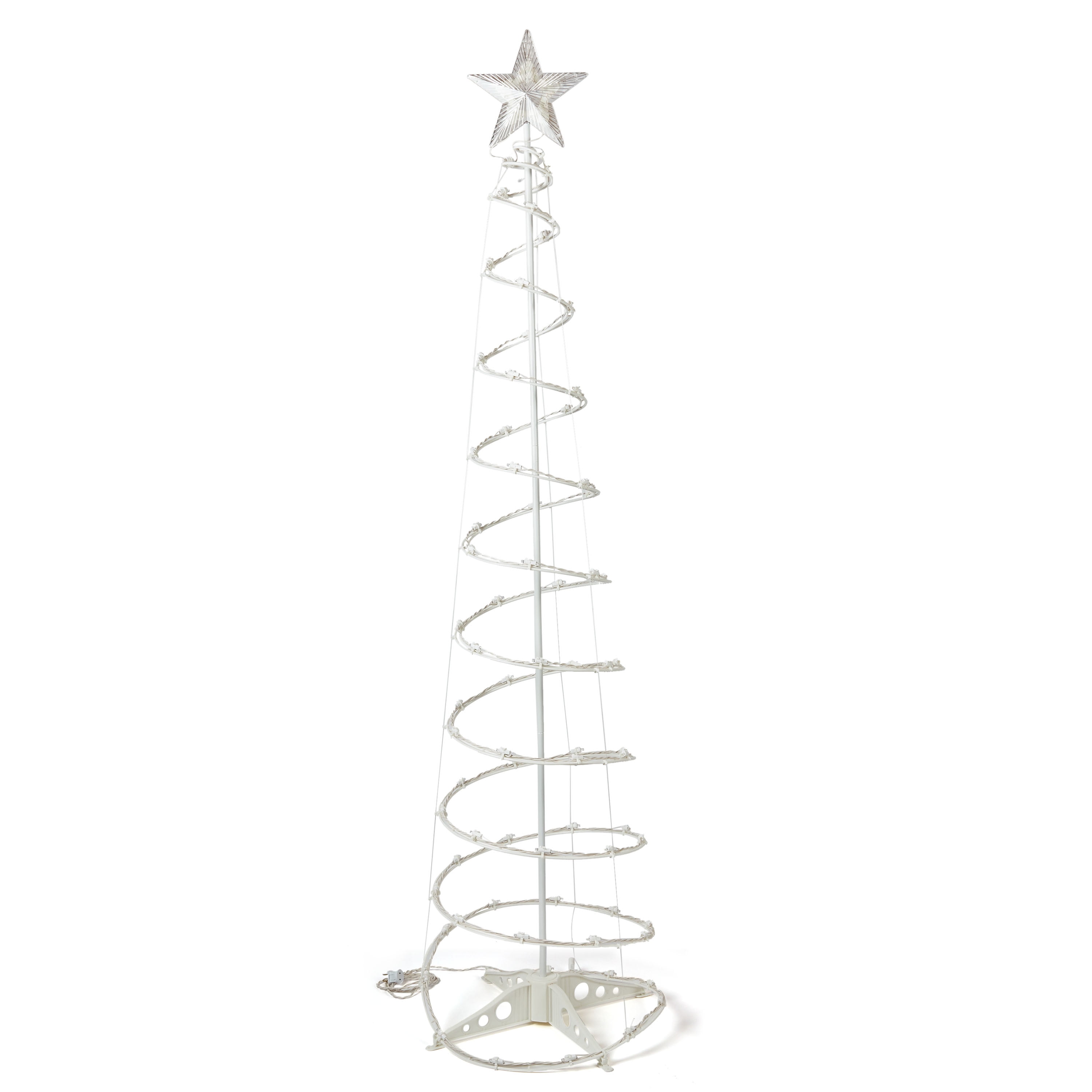 Holiday Time Light-Up LED Cool White Spiral Christmas Tree, 80 Lights, 6'
