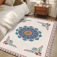 thumbnail image 2 of Vintage Blue Floral Washable Area Rug 4 x 6 ft Country Retro Exotic Geometric Abstract Flower , Soft Non Slip Rugs Stain Repellent Indoor Felt Carpet for Living Dining Room Bedroom Home Office, 2 of 9