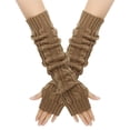 thumbnail image 3 of VANLOFE Winter Khaki Gloves Woolen Cold Proof Gloves Knitted Gloves Thicken Wrist Arm Warmer Gloves Fingerless Gloves Convenient for work, 3 of 6