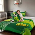thumbnail image 4 of Manfei Soccer Sport Queen Comforter Set, Goal Print Comforter Sets Queen, Green Black Yellow, Gray Reversible 3-Piece 1 Comforter and 2 Pillowcases, 4 of 6