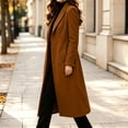 thumbnail image 6 of IUYRTFE Women's Long Lapel Collar Coat Casual Solid Color Overcoat with Pockets, 6 of 9
