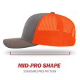thumbnail image 3 of Gorra de béisbol Richardson 112 Trucker Snapback Split Charcoal/Neon Orange, 3 of 7