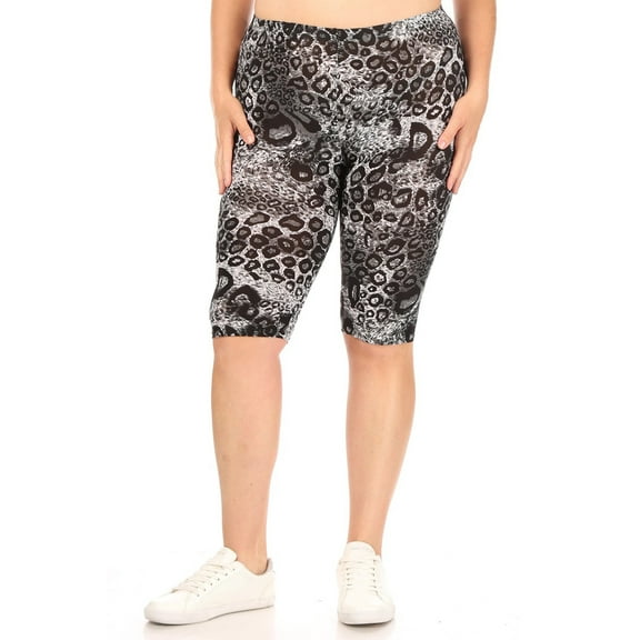 Women's Plus Size Stretch Comfy Elastic Waist Workout Burmuda Leggings Short Pant