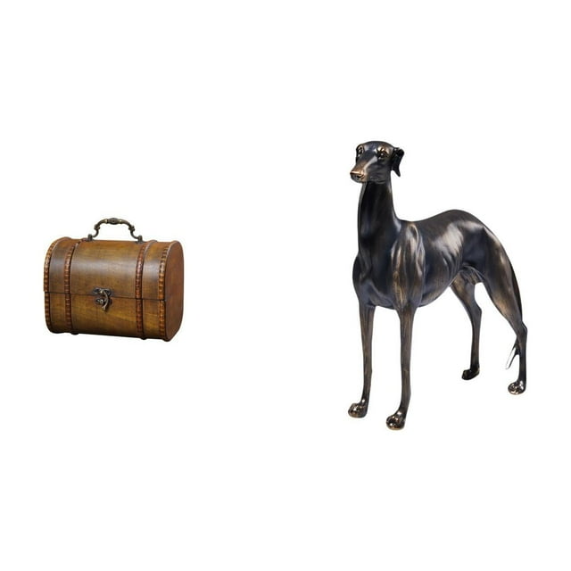 Joyero Vintage De Madera Con Estatua De Perro Galgo, Figura Decorativa De Resina, Cofre De Almacenamiento Para Anillos, Joyas Corporales, Decoración Del Hogar, Centro De Mesa, Escultura,