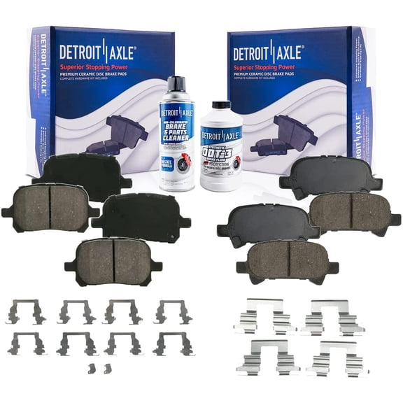 Detroit Axle - Brake Pads for 2000-2001 Toyota Camry, 2000-2004 Avalon, 1999-2003 Solara, Front and Rear Ceramic Brake Pads w/Hardware