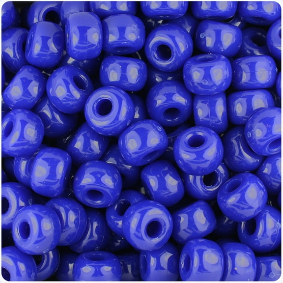 BeadTin Royal Blue Opaque 11mm Large Barrel Pony Beads (250pcs)