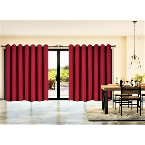 Room Divider 1 Piece K100 Thermal Burgundy Color Blackout Panel Patio Door Window Curtain Sliding Door 3 Layered Privacy Wall With Grommets,Extra Wide Size : 100" Wide X 84" Length