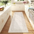 thumbnail image 3 of Garvee 2'x6' Modern Bordered Runner Rug Geometric Carpet, Washable Non Slip Rug for Hallway Bedroom Home Decor, Beige, 3 of 9