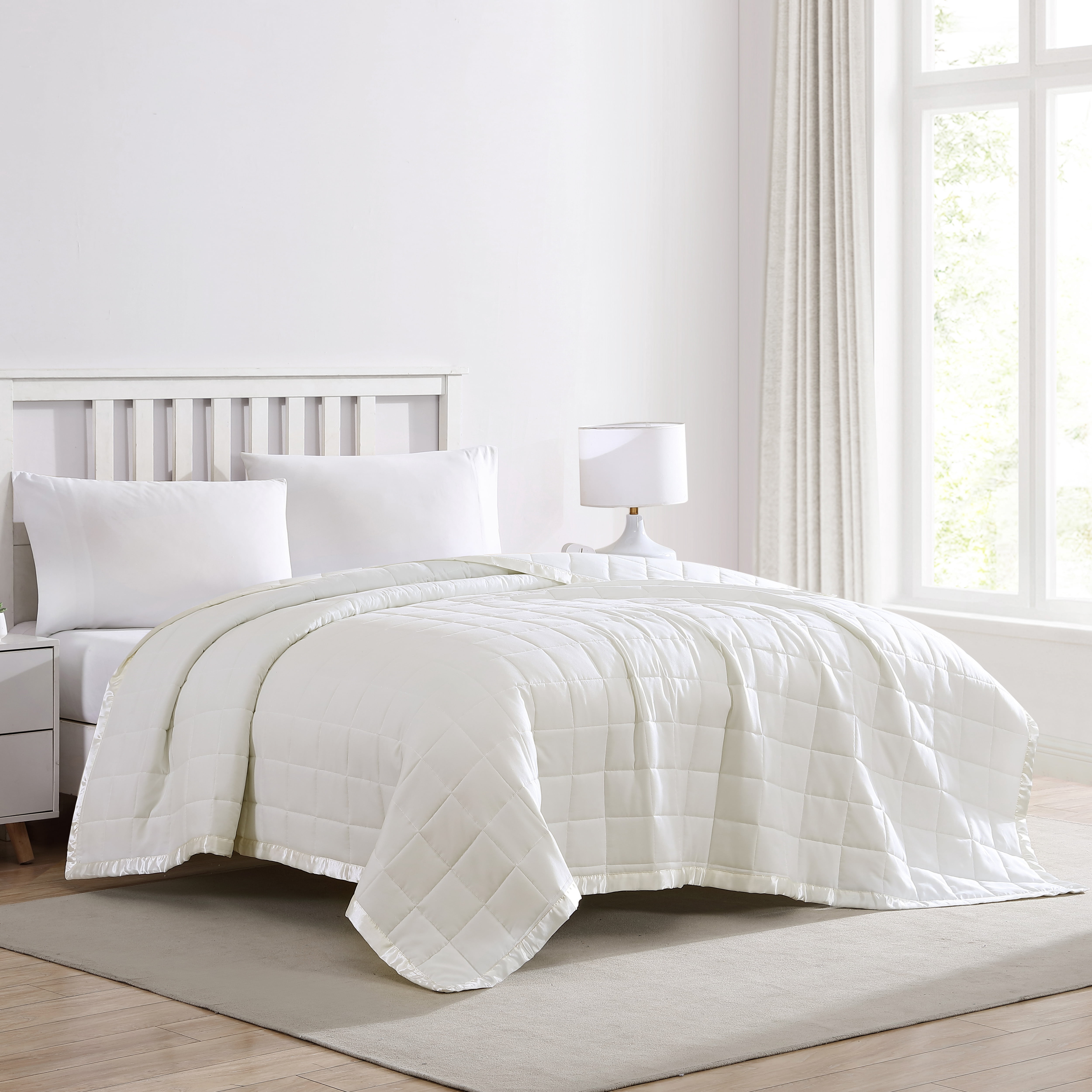 Beatrice Home Fashions, Down Alt Blanket with Satin Trim, Twin, Ivory