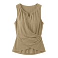 thumbnail image 7 of VBVC Women's Cotton Linen Wrap Front Tank Tops , Keyhole V Neck Summer Blouses For Women , Ladies' Ruched Waist Dressy Sleeveless Shirts,Yellow,S-3XL, 7 of 7