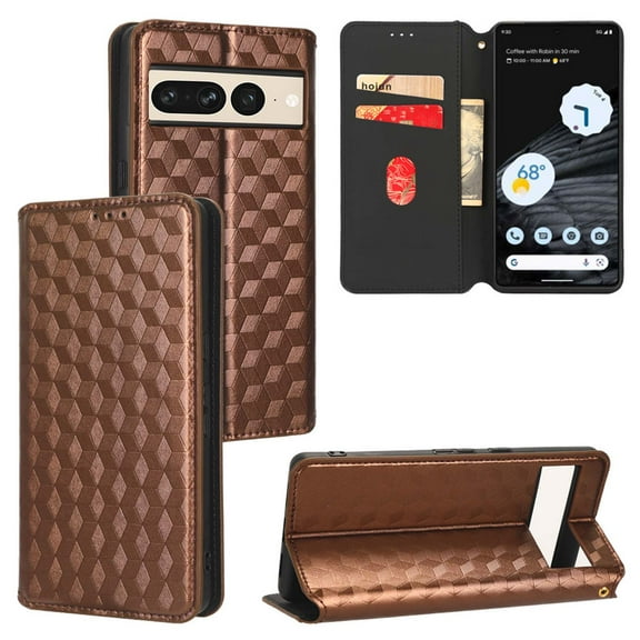 Designed for Google Pixel 9 / 9 Pro Case, PU Leather Wallet Flip Folio Case with Card Holder RFID Blocking Kickstand Shockproof Phone Cover for Google Pixel 9 / 9 Pro,Brown