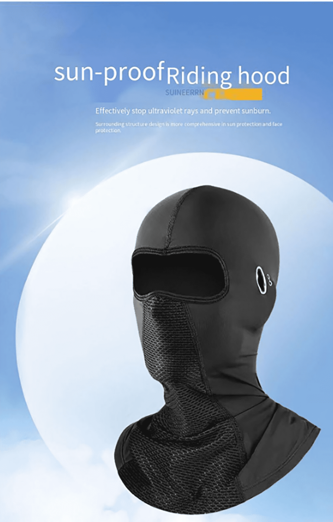 Neutral adult men's balaclava hat, travel head ice respirator, sunscreen, head protection, UV resistant, black