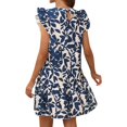 thumbnail image 4 of asddcavvf Dresses for Women Women's Spring/Summer Round Neck Flared Sleeve Floral Print Dress With R, 4 of 9
