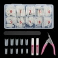 thumbnail image 1 of Abodhu Puntas de Uñas Naturales Forma de Ataúd Uñas Postizas Puntas Francesas Uñas Postizas de Media Cubierta con Pegamento una Lima de Uñas un Cortaúñas Puntas de Uñas de Navidad DIY 500 Piezas Punta, 1 of 5