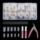 thumbnail image 1 of Abodhu Puntas de Uñas Naturales Forma de Ataúd Uñas Postizas Puntas Francesas Uñas Postizas de Media Cubierta con Pegamento una Lima de Uñas un Cortaúñas Puntas de Uñas de Navidad DIY 500 Piezas Punta, 1 of 5