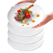 Bxaolu 4 Pack Plastic Server Tray, 5.9 Inch Round Serving Tray Restaurant Serving Tray Non-Slip Bar Tray Cafeteria Tray for Eating, Cafe Tray for Coffee Table, White