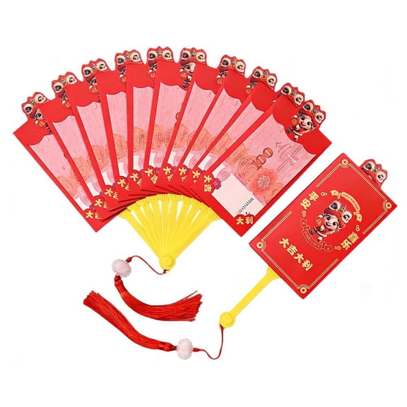 2026 Chinese New Year Red Envelope, Folding Fan Shape Hong Bao, Chinese Spring Gift Lucky E Festival Money Funny Red Packets