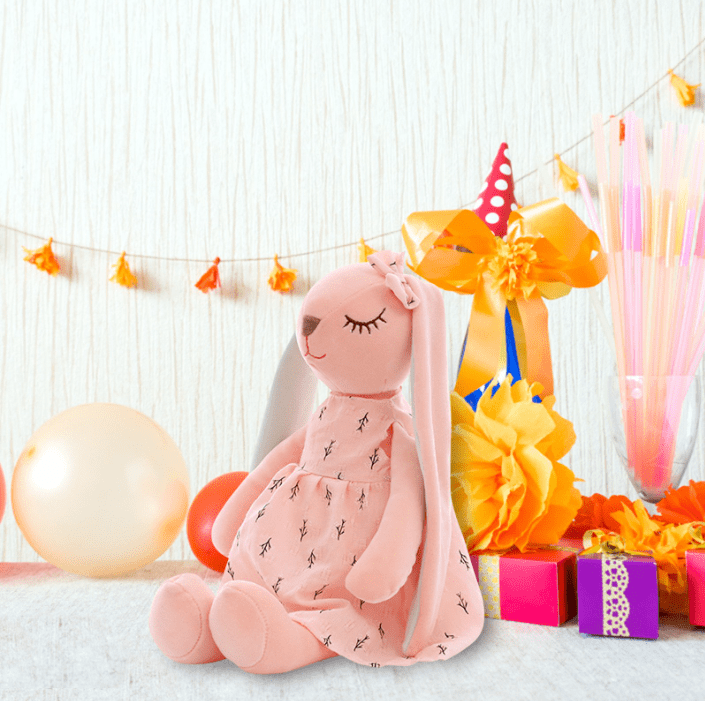 Personalized Bunny Doll Easter Rabbit Dolls with Long Ears, Plush Doll    Birthday Gift Easter Basket Stuffer(pink)