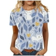 thumbnail image 1 of KIHOUT Chemises pour Femmes Liquidation Petite Mode Blouse Imprimée Manches 3/4 Col Rond Hauts Décontractés Aubaines, 1 of 4
